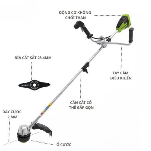 Máy cắt cỏ dùng Pin Greenworks 40V có tay cầm STF402 (Thân máy) - ảnh 2