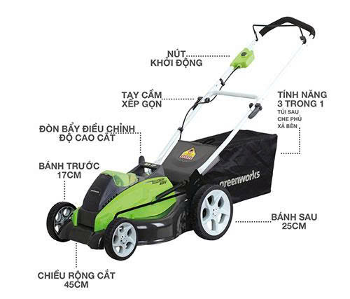 Máy cắt cỏ đẩy tay pin 40V 45cm Greenwork G40LM45 (Thân máy) - ảnh 2