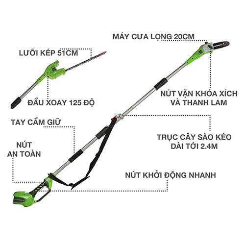 Máy cắt và tỉa rào pin 40V 2in1-G40PSH61 - ảnh 2