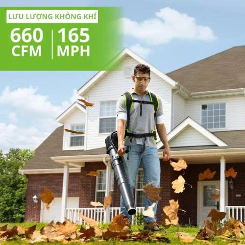 Máy thổi lá đeo lưng dùng pin Greenworks BLF446 - ảnh 2