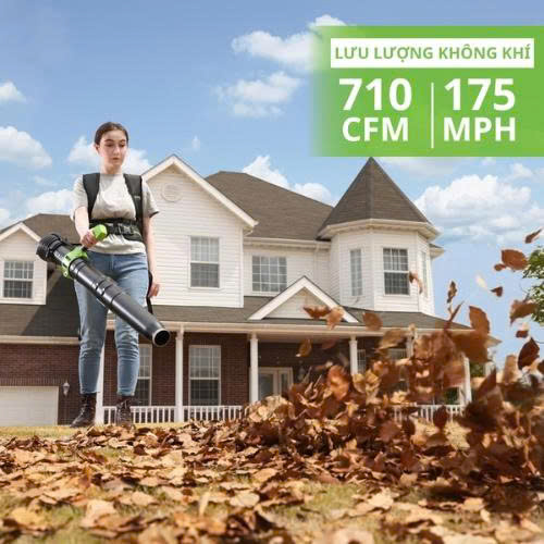 Máy thổi lá đeo lưng dùng pin Greenworks BLF451 (thân máy) - ảnh 2