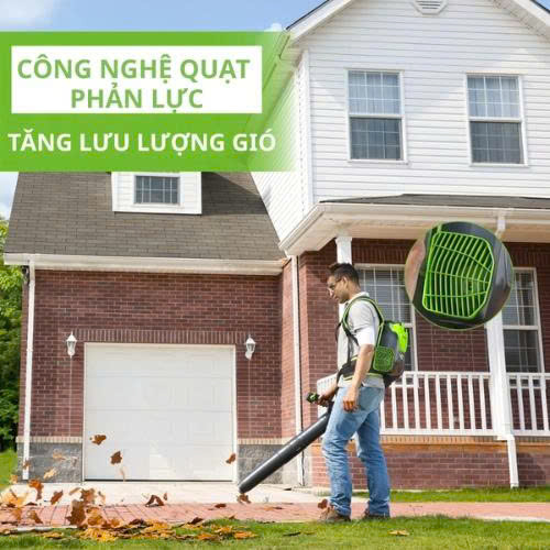 Máy thổi lá đeo lưng dùng pin Greenworks BLF446 - ảnh 3