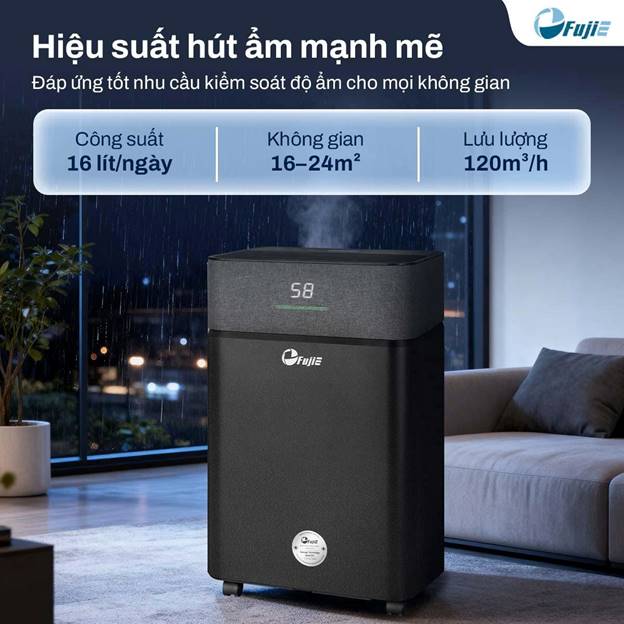 Máy hút ẩm Fujie HM-916ED 16 lít/ngày, kết nối Wifi - ảnh 2