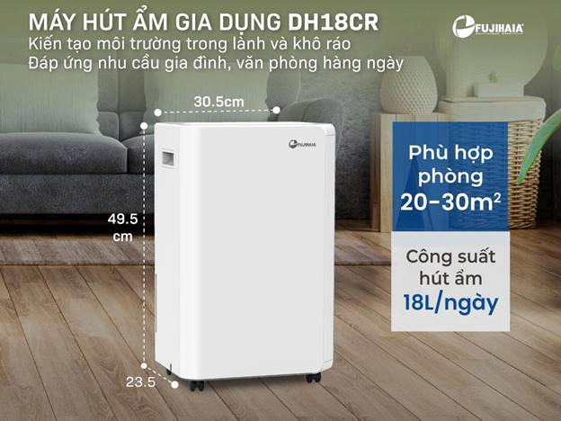 Máy hút ẩm FUJIHAIA DH18CR công suất 18 lít/ngày - ảnh 2