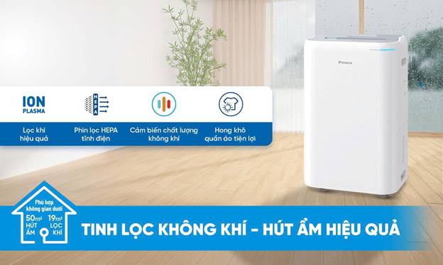 Máy hút ẩm lọc không khí Daikin JPF12AV2 công suất 23 lít/ngày - ảnh 1