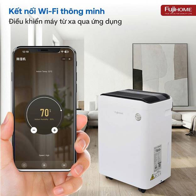 Máy hút ẩm Fujihome DH35W-HEPA (35lít/ngày) kết nối Wifi - ảnh 4