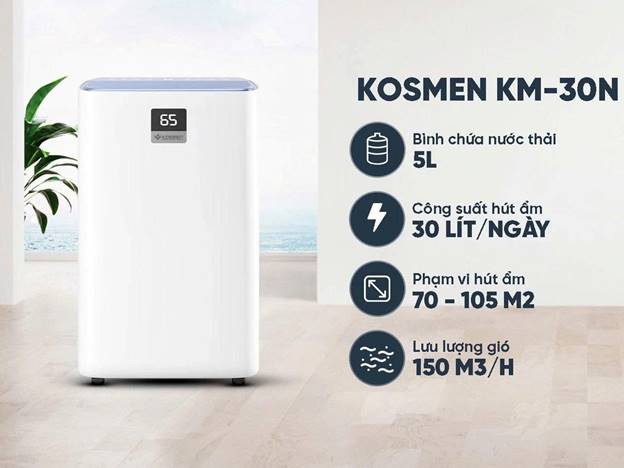 Máy hút ẩm lọc không khí Kosmen KM-30N (30 lít/ngày) - ảnh 1