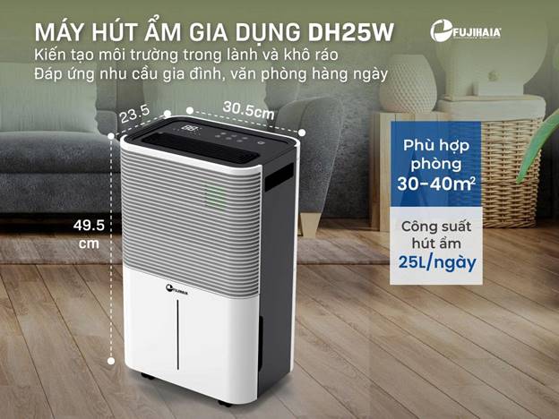 Máy hút ẩm FUJIHAIA DH25W công suất 25 lít/ngày, có kết nối wifi - ảnh 2
