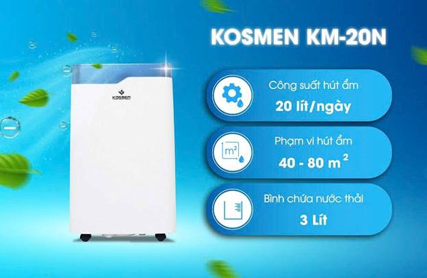 Máy hút ẩm Kosmen KM-20N công suất 20 lít/ngày - ảnh 3