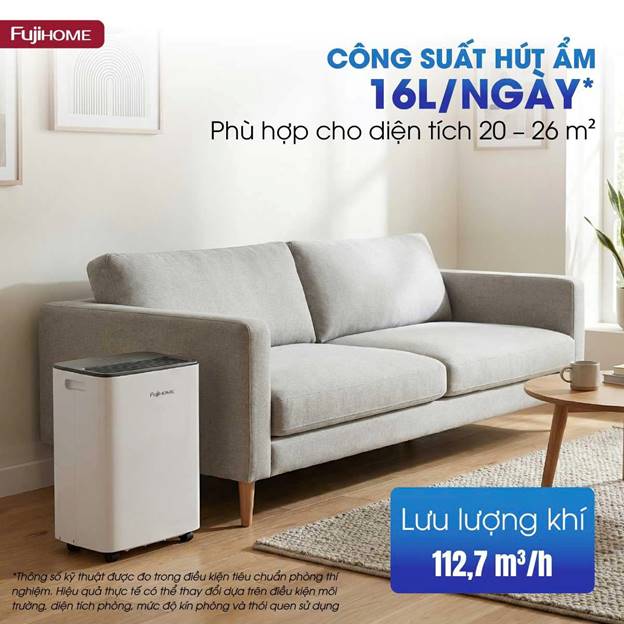 Máy hút ẩm Fujihome DH16LITE công suất 16 lít/ngày - ảnh 1
