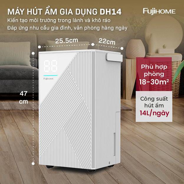 Máy hút ẩm Fujihome DH14 công suất 14 lít/ngày - ảnh 2