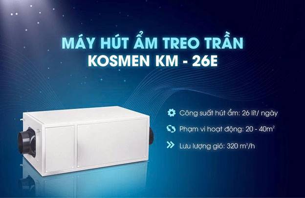Máy hút ẩm treo trần Kosmen KM-26E công suất 26 lít/ngày - ảnh 1
