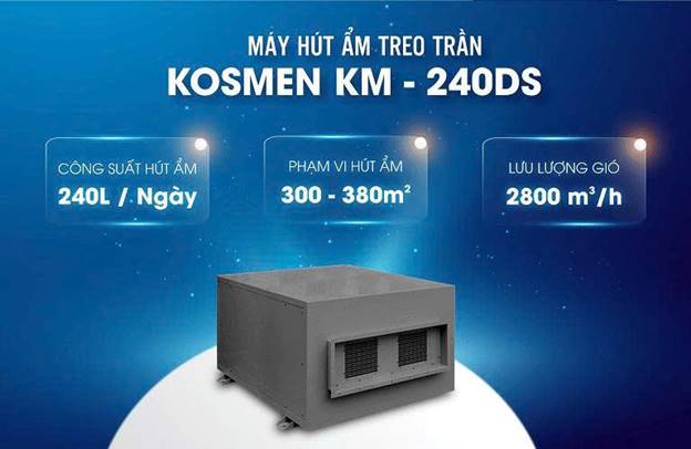 Máy hút ẩm treo trần Kosmen KM-240DS công suất 240 lít/ngày - ảnh 1