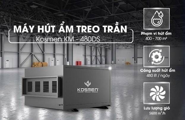 Máy hút ẩm treo trần Kosmen KM-480DS công suất 480 lít/ngày - ảnh 1