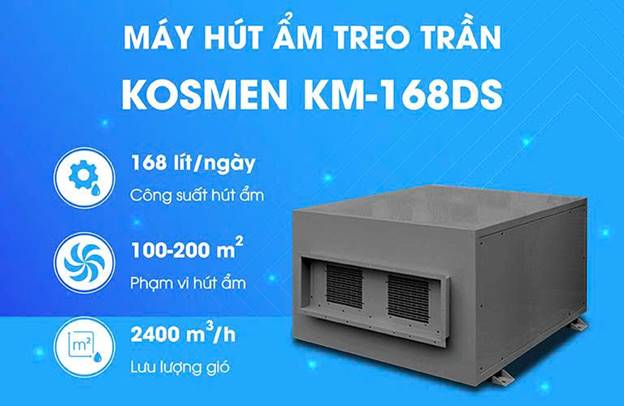 Máy hút ẩm treo trần Kosmen KM-168DS công suất 168 lít/ngày - ảnh 2