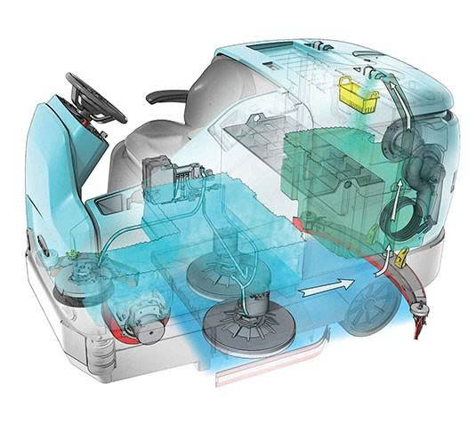 Máy chà sàn tự lái chạy bằng pin Tennant T17 - ảnh 2