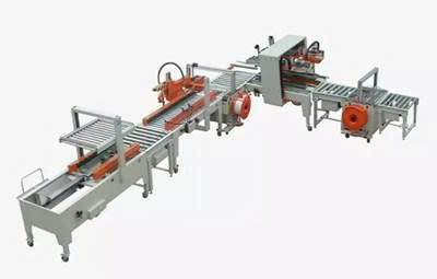 Dây chuyền đóng gói, dán băng keo và đai nẹp thùng carton tự động XFK-7