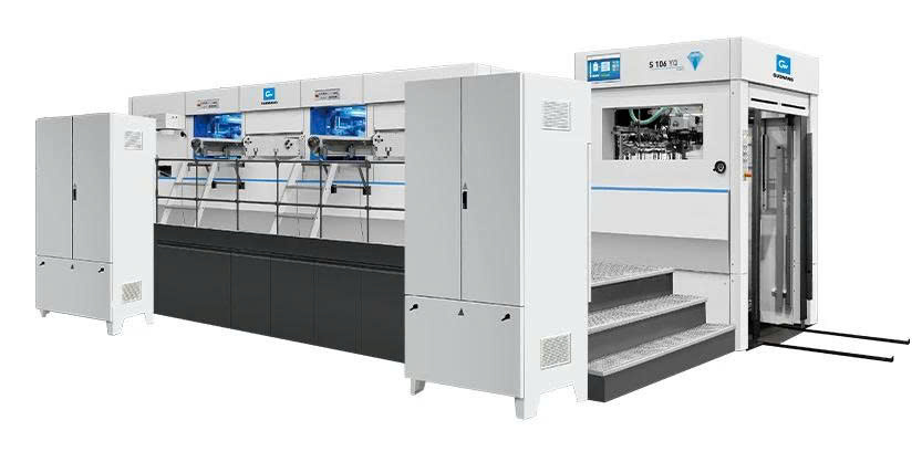Máy dập nóng và cắt khuôn tự động hai đơn vị S106YQ, có chức năng loại bỏ phế liệu