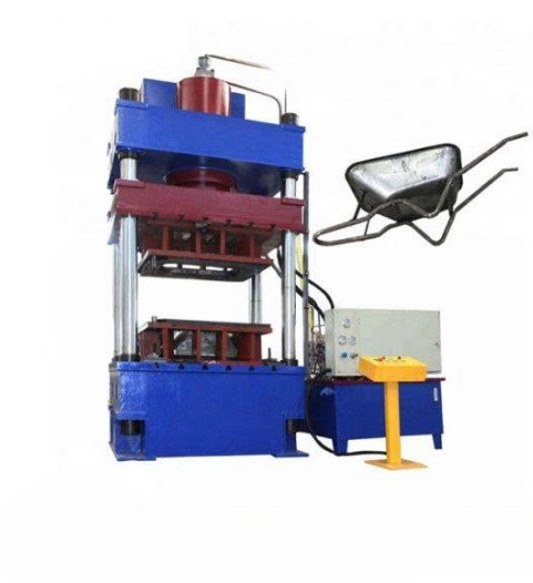 Máy ép thủy lực làm xe rùa-mán chứa thép